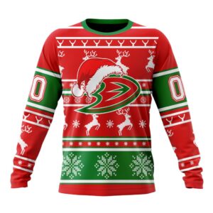 Custom NHL Anaheim Ducks Crewneck Sweatshirt Specialized Unisex Christmas Is Coming Santa Claus Unisex Shirt 1