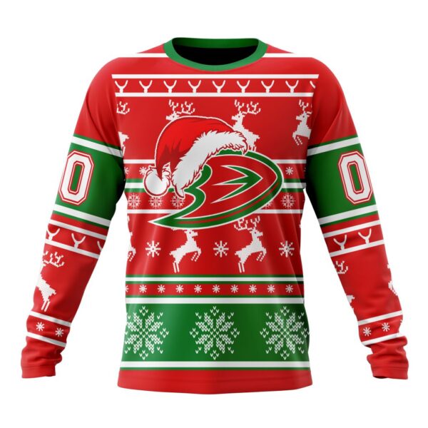 Custom NHL Anaheim Ducks Crewneck Sweatshirt Specialized Unisex Christmas Is Coming Santa Claus Unisex Shirt