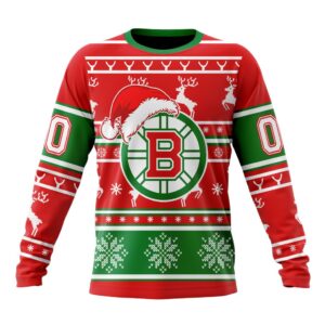 Custom NHL Boston Bruins Crewneck Sweatshirt Specialized Unisex Christmas Is Coming Santa Claus Unisex Shirt 1