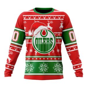 Custom NHL Edmonton Oilers Crewneck Sweatshirt Specialized Unisex Christmas Is Coming Santa Claus Unisex Shirt 1