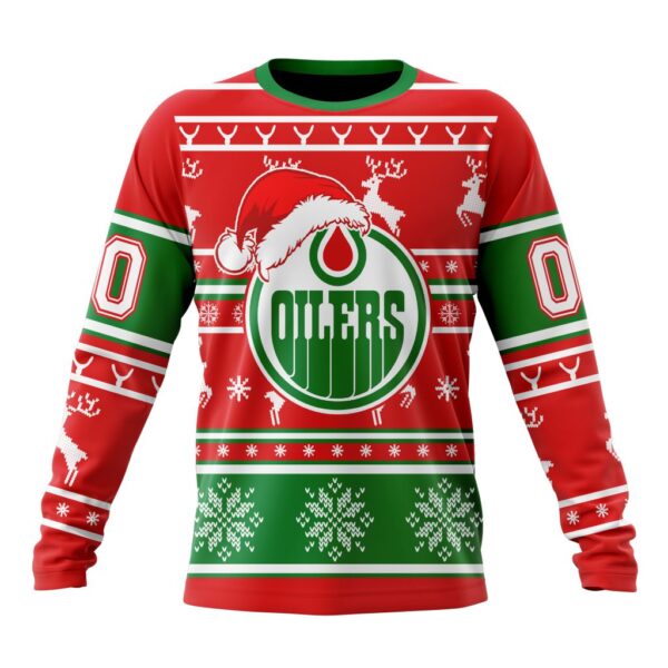 Custom NHL Edmonton Oilers Crewneck Sweatshirt Specialized Unisex Christmas Is Coming Santa Claus Unisex Shirt