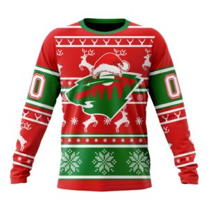 Custom NHL Minnesota Wild Crewneck Sweatshirt Specialized Unisex Christmas Is Coming Santa Claus Unisex Shirt 1