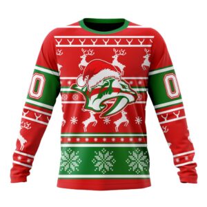 Custom NHL Nashville Predators Crewneck Sweatshirt Specialized Unisex Christmas Is Coming Santa Claus Unisex Shirt 1