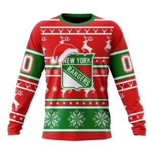Custom NHL New York Rangers Crewneck Sweatshirt Specialized Unisex Christmas Is Coming Santa Claus Unisex Shirt 1