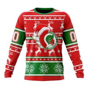 Custom NHL Ottawa Senators Crewneck Sweatshirt Specialized Unisex Christmas Is Coming Santa Claus Unisex Shirt 1