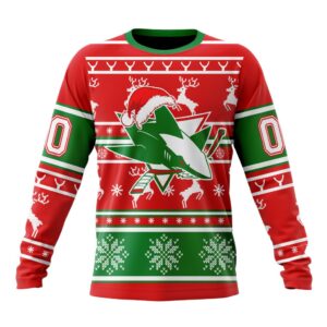 Custom NHL San Jose Sharks Crewneck Sweatshirt Specialized Unisex Christmas Is Coming Santa Claus Unisex Shirt 1
