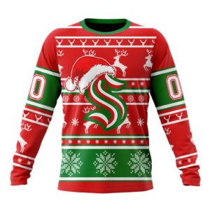 Custom NHL Seattle Kraken Crewneck Sweatshirt Specialized Unisex Christmas Is Coming Santa Claus Unisex Shirt 1