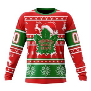 Custom NHL Toronto Maple Leafs Crewneck Sweatshirt Specialized Unisex Christmas Is Coming Santa Claus Unisex Shirt 1