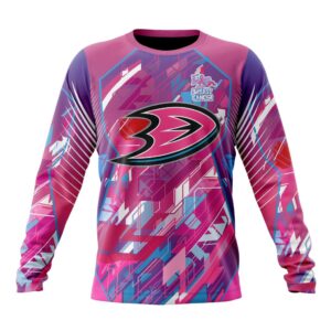 NHL Anaheim Ducks Crewneck Sweatshirt I Pink I CanFearless Again Breast Cancer Unisex Shirt 1