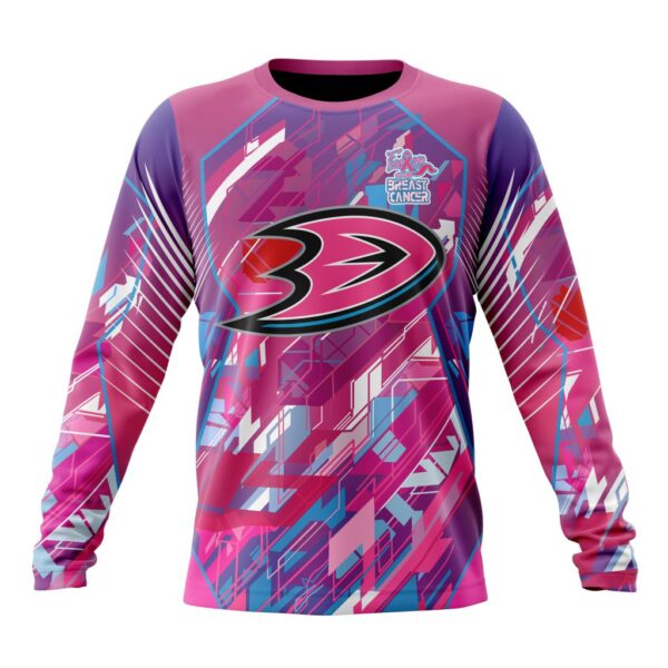 NHL Anaheim Ducks Crewneck Sweatshirt I Pink I CanFearless Again Breast Cancer Unisex Shirt