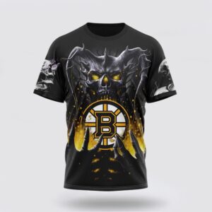 NHL Boston Bruins 3D T Shirt Special Skull Art Design Unisex Tshirt 1