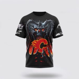 NHL Calgary Flames 3D T Shirt Special Skull Art Design Unisex Tshirt 1