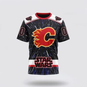 NHL Calgary Flames 3D T Shirt X Star Wars Meteor Shower Design Unisex Tshirt 1