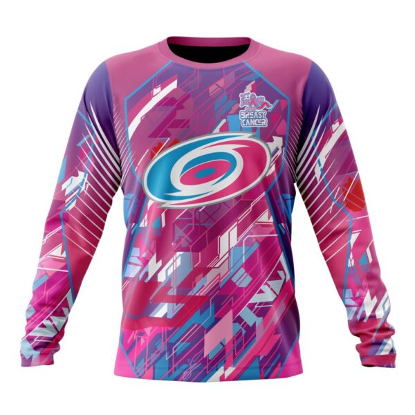 NHL Carolina Hurricanes Crewneck Sweatshirt I Pink I CanFearless Again Breast Cancer Unisex Shirt