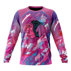 NHL Chicago BlackHawks Crewneck Sweatshirt I Pink I CanFearless Again Breast Cancer Unisex Shirt 1