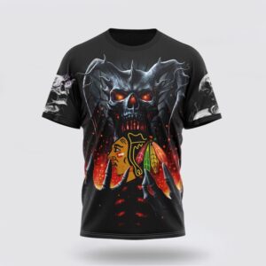 NHL Chicago Blackhawks 3D T Shirt Special Skull Art Design Unisex Tshirt 1