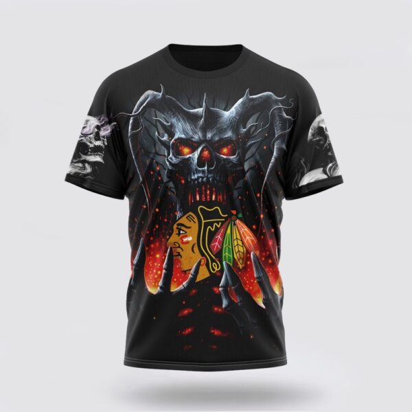 NHL Chicago Blackhawks 3D T Shirt Special Skull Art Design Unisex Tshirt