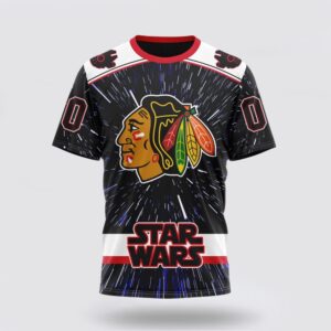 NHL Chicago Blackhawks 3D T Shirt X Star Wars Meteor Shower Design Unisex Tshirt 1
