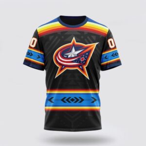 NHL Columbus Blue Jackets 3D T Shirt Special Native Heritage Design Unisex Tshirt 1