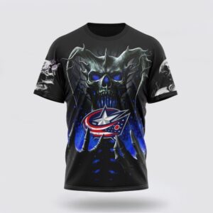 NHL Columbus Blue Jackets 3D T Shirt Special Skull Art Design Unisex Tshirt 1