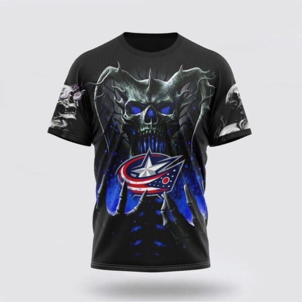 NHL Columbus Blue Jackets 3D T Shirt Special Skull Art Design Unisex Tshirt