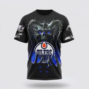 NHL Edmonton Oilers 3D T Shirt Special Skull Art Design Unisex Tshirt 1