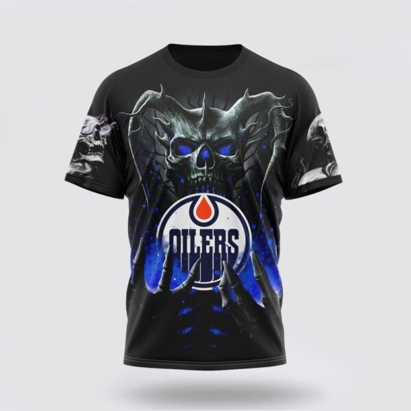 NHL Edmonton Oilers 3D T Shirt Special Skull Art Design Unisex Tshirt