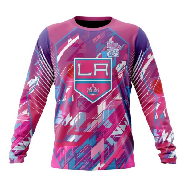 NHL Los Angeles Kings Crewneck Sweatshirt I Pink I CanFearless Again Breast Cancer Unisex Shirt