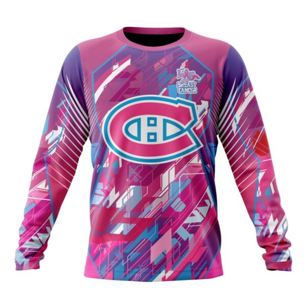 NHL Montreal Canadiens Crewneck Sweatshirt I Pink I CanFearless Again Breast Cancer Unisex Shirt
