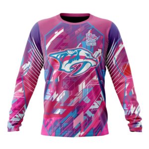 NHL Nashville Predators Crewneck Sweatshirt I Pink I CanFearless Again Breast Cancer Unisex Shirt 1