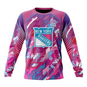 NHL New York Rangers Crewneck Sweatshirt I Pink I CanFearless Again Breast Cancer Unisex Shirt 1