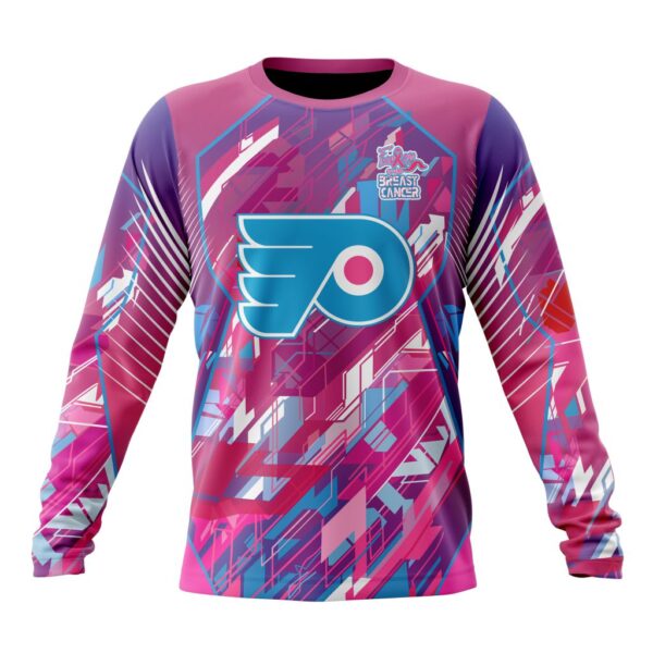 NHL Philadelphia Flyers Crewneck Sweatshirt I Pink I CanFearless Again Breast Cancer Unisex Shirt