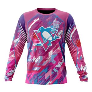 NHL Pittsburgh Penguins Crewneck Sweatshirt I Pink I CanFearless Again Breast Cancer Unisex Shirt 1