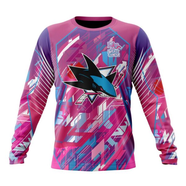 NHL San Jose Sharks Crewneck Sweatshirt I Pink I CanFearless Again Breast Cancer Unisex Shirt
