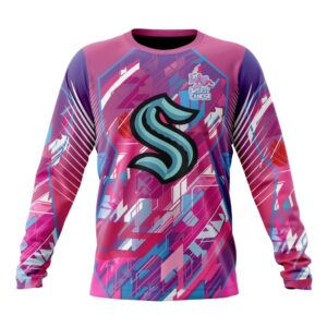NHL Seattle Kraken Crewneck Sweatshirt I Pink I CanFearless Again Breast Cancer Unisex Shirt 1