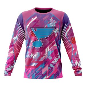 NHL St Louis Blues Crewneck Sweatshirt I Pink I CanFearless Again Breast Cancer Unisex Shirt 1