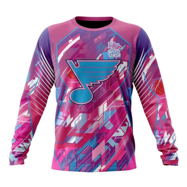 NHL St. Louis Blues Crewneck Sweatshirt I Pink I CanFearless Again Breast Cancer Unisex Shirt