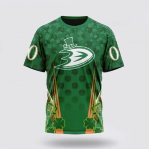 Personalized NHL Anaheim Ducks 3D T Shirt Full Green Design For St Patricks Day Unisex Tshirt 1