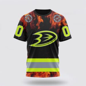 Personalized NHL Anaheim Ducks 3D T Shirt Special Design Honoring Firefighters Unisex Tshirt 1
