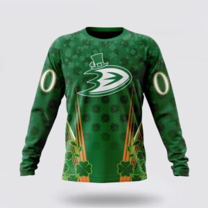 Personalized NHL Anaheim Ducks Crewneck Sweatshirt Full Green Design For St Patricks Day 1
