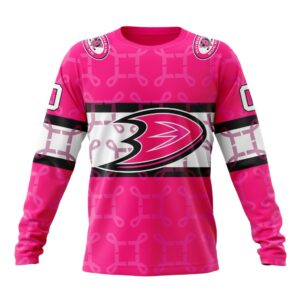 Personalized NHL Anaheim Ducks Crewneck Sweatshirt I Pink I Can In October We Wear Pink Breast Cancer 1