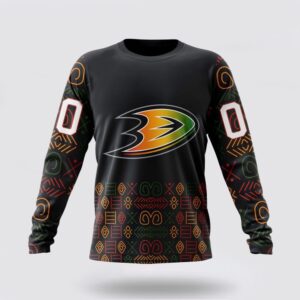 Personalized NHL Anaheim Ducks Crewneck Sweatshirt Special Design For Black History Month 1