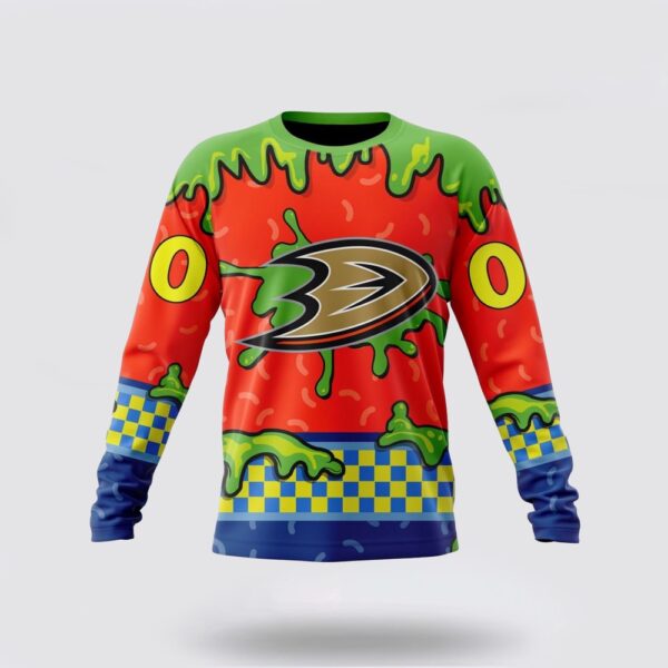 Personalized NHL Anaheim Ducks Crewneck Sweatshirt Special Nickelodeon Design