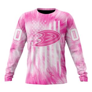 Personalized NHL Anaheim Ducks Crewneck Sweatshirt Special Pink Tie Dye Unisex Shirt 1