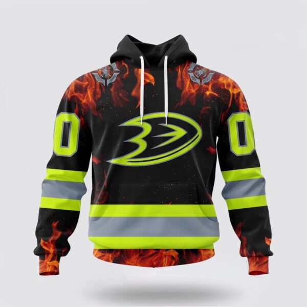 Personalized NHL Anaheim Ducks Hoodie Special Design Honoring Firefighters 3D Hoodie