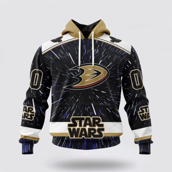 Personalized NHL Anaheim Ducks Hoodie X Star Wars Meteor Shower Design 3D Hoodie