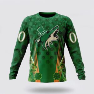 Personalized NHL Arizona Coyotes Crewneck Sweatshirt Full Green Design For St Patricks Day 1