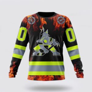 Personalized NHL Arizona Coyotes Crewneck Sweatshirt Special Design Honoring Firefighters 1