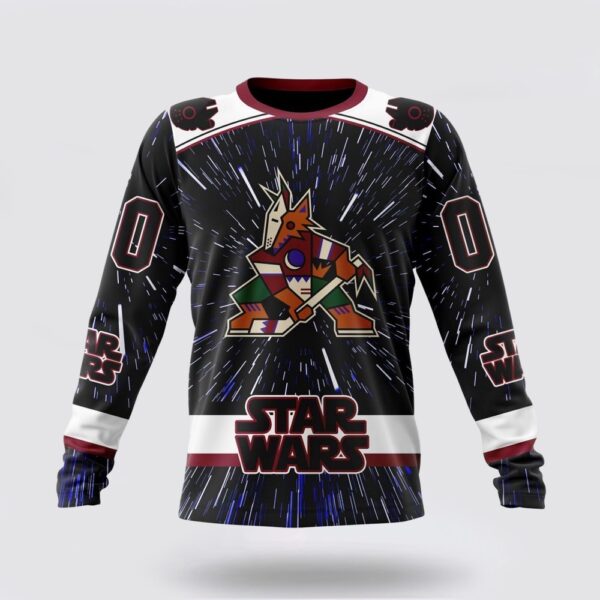 Personalized NHL Arizona Coyotes Crewneck Sweatshirt X Star Wars Meteor Shower Design