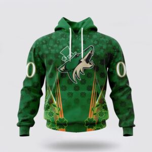 Personalized NHL Arizona Coyotes Hoodie Full Green Design For St Patricks Day 3D Hoodie 2 1